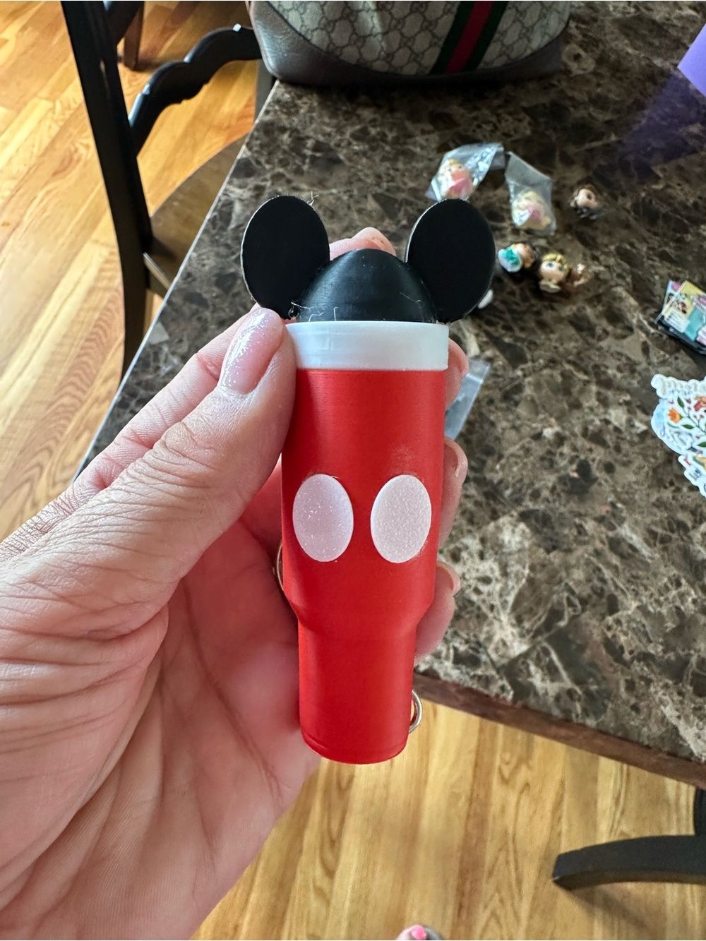 Red Mickey-Inspired tumbler keychain